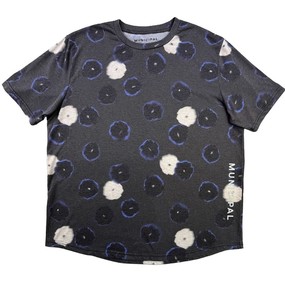 Municipal Sport Utility Gear T-Shirt Mens XL Black Blue Floral Performance